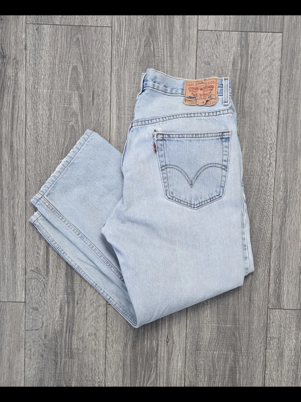 Levi’s 505 Regular Fit Straight Leg Jeans Men’s W36 L29 Light Wash Distressed